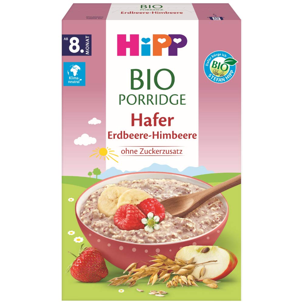 Hipp Bio-Müesli Porridge Hafer Erdbeere-Himbeere, 6er Pack (6 x 250 g)