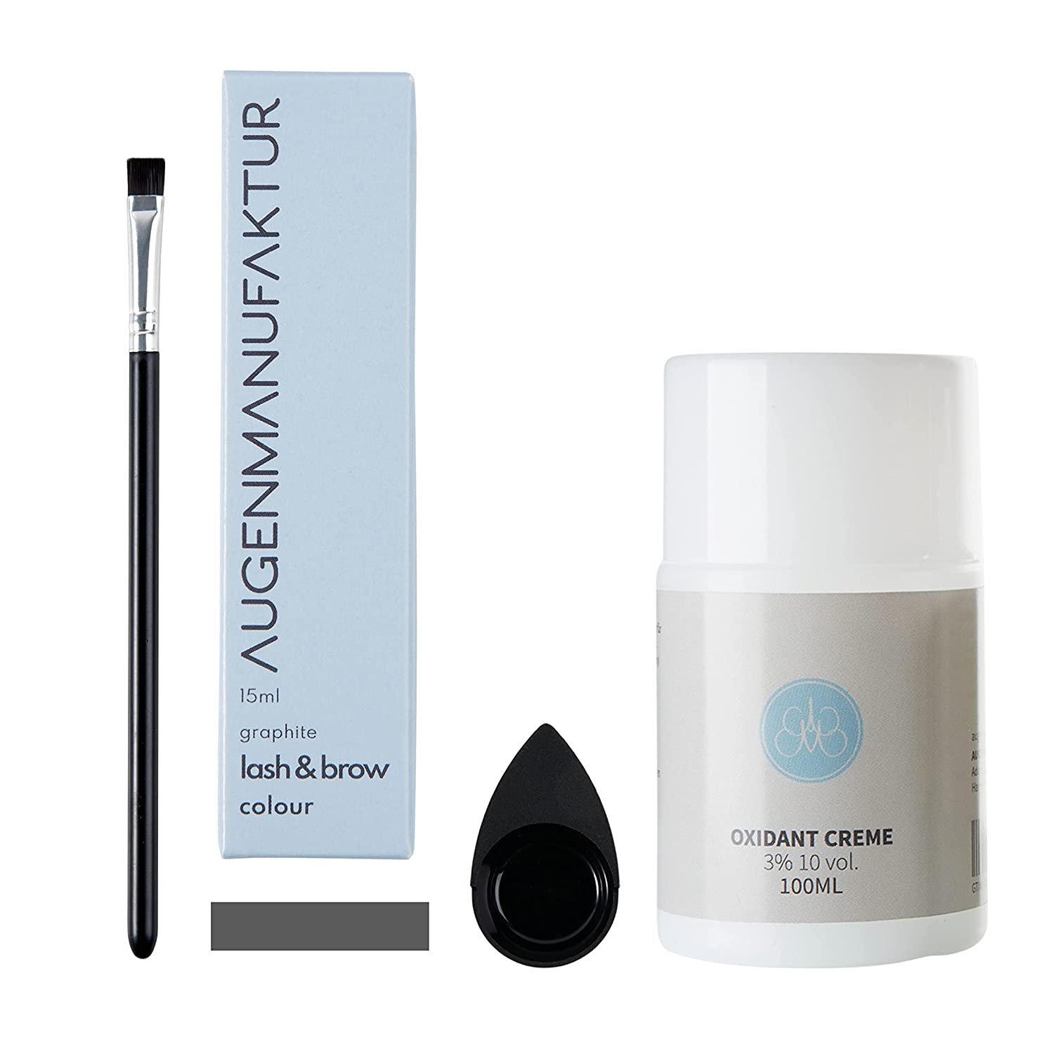 Augenmanufaktur Colour Lash & Brow Basis Kit (Graphite) - Set for Colouring Eyelashes & Eyebrows for a Natural and Long-Lasting Result, ‎graphite