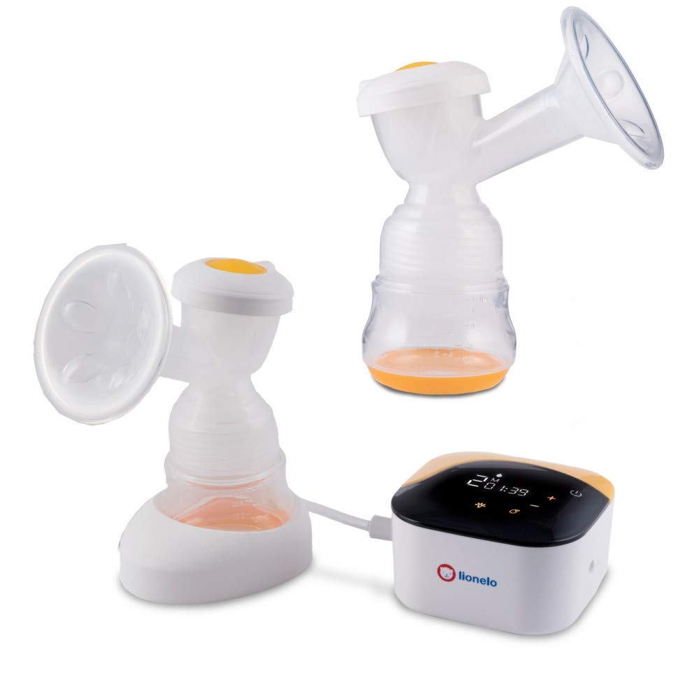 Lionelo TWEE Electric Breast Pump Double Suction 9 Suction Levels and 6 Different Pumping Modes Touch Panel Extensive Accessory Set Quiet Device Operation White