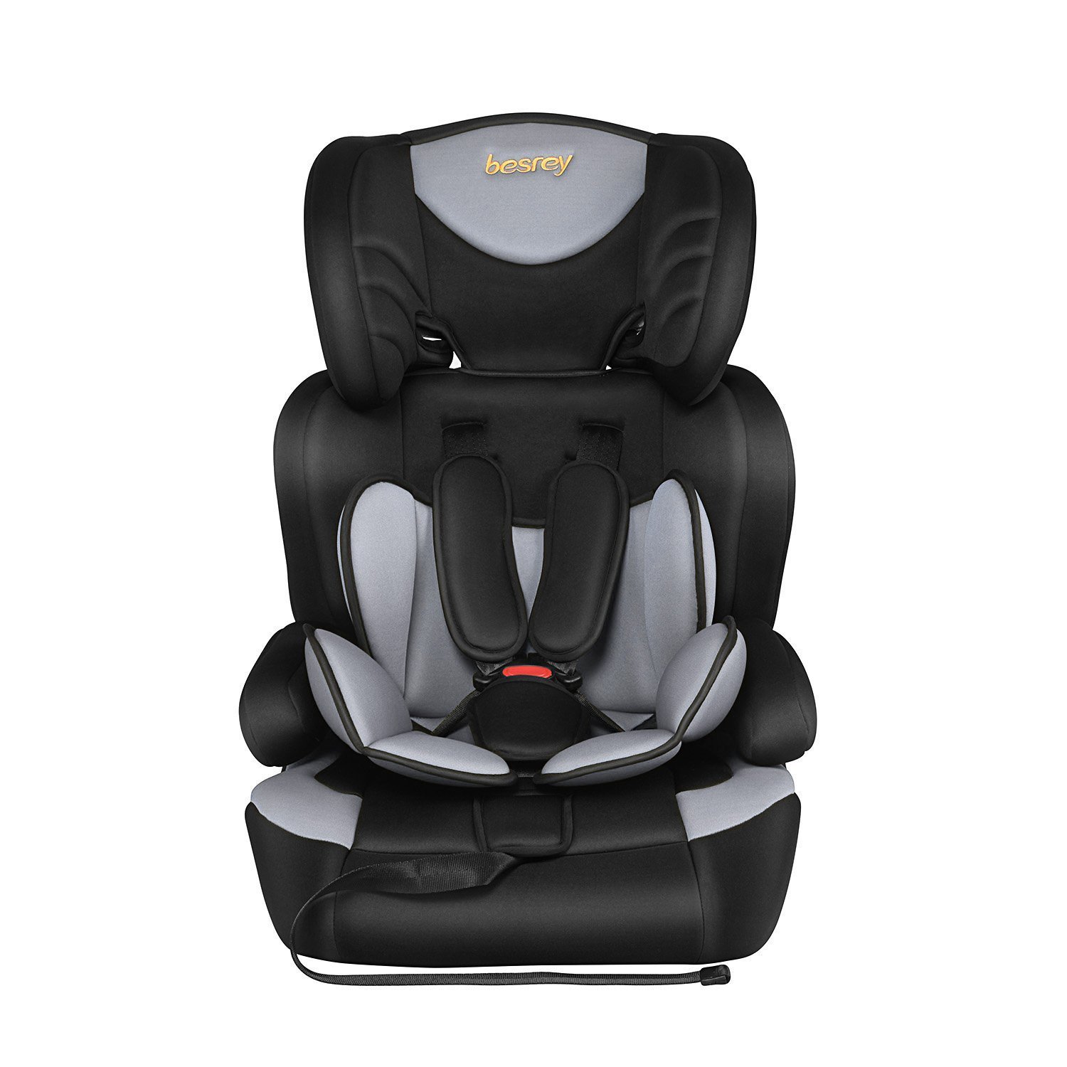 Besrey Child Car Seat Group 1 / 2 / 3 (9 - 36 kg). Adjustable Car seat for children 9 months - 12 years. ECE R44/04 Secured with safety belts, no Isofix. grey