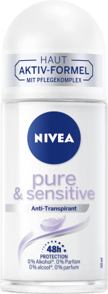 Nivea Deodorant Roll On Antiperspirant pure & sensitive, 50 ml