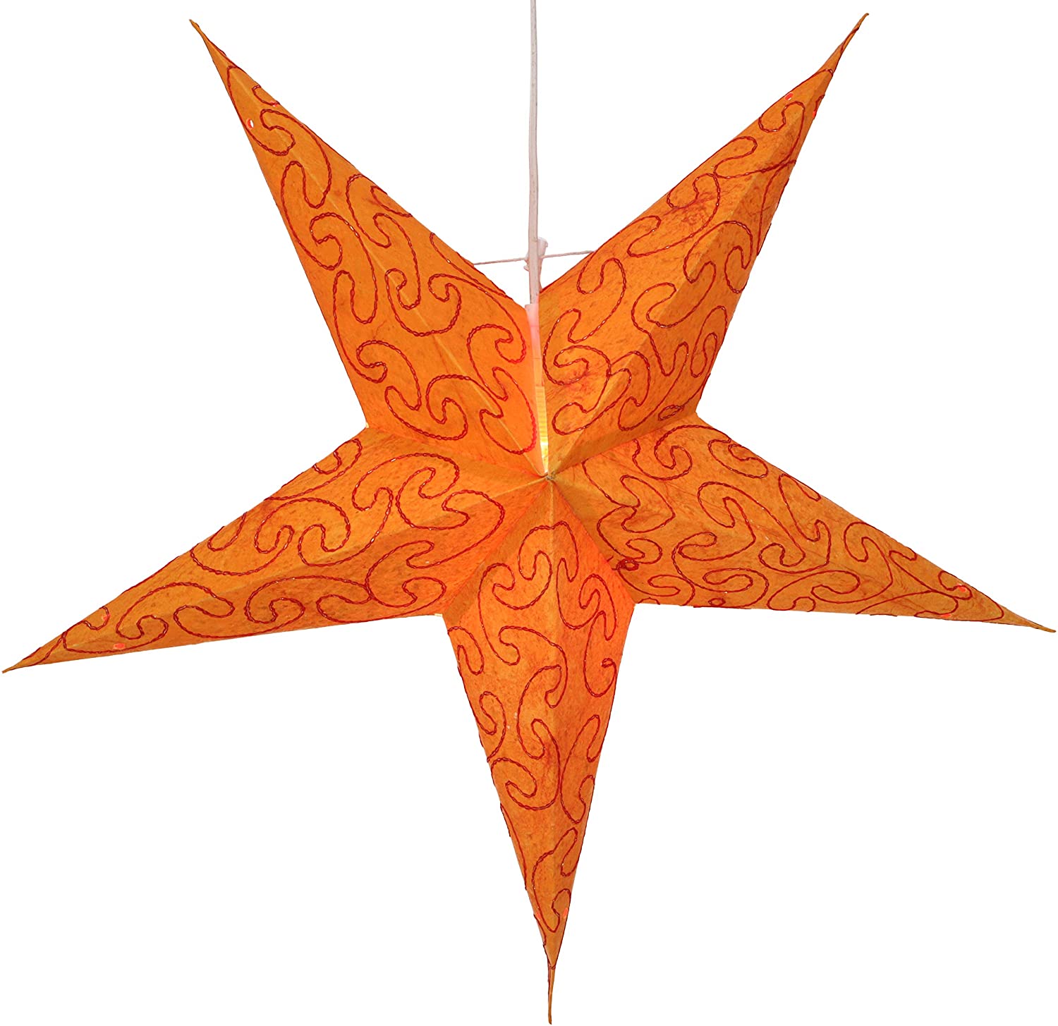 Guru-Shop Folding Advent Light Paper Star 60 Cm Mercury Orange, Star Window