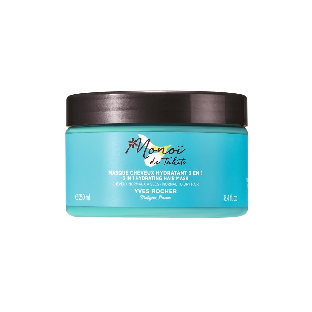 Yves Rocher 3-in-1 Moisturizing Hair Mask Monoï – Nourishing Care & Softness – With Monoï from Tahiti – Soft & Shiny Hair – Without Silicones – 250 ml