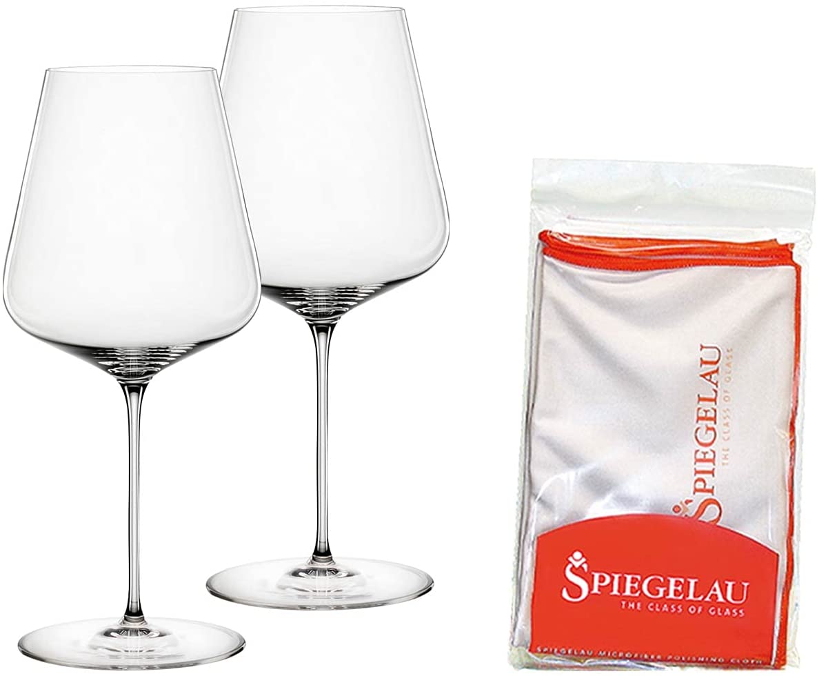 Spiegelau & Nachtmann, 2 Piece Glasses Set with Polishing Cloth, Crystal Glass, Definition - (Bordeaux Glasses)