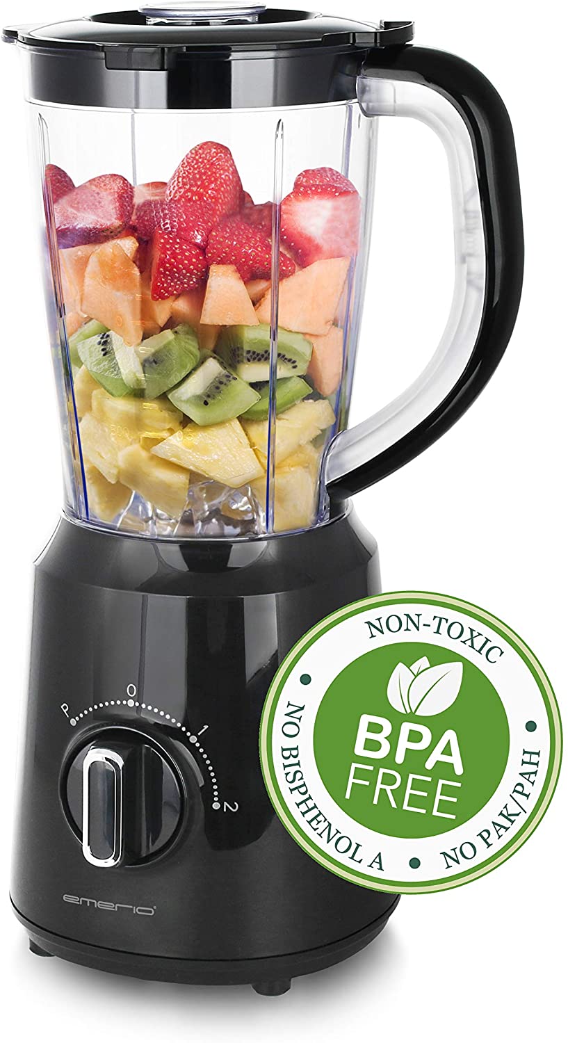 Emerio Blender, BPA-Free, Crush Ice Function, 1.5 L Container, 2 Speeds + Pulse Function, Stainless Steel Knife Unit, Safety Switch, Dishwasher-Safe, 500 Watt
