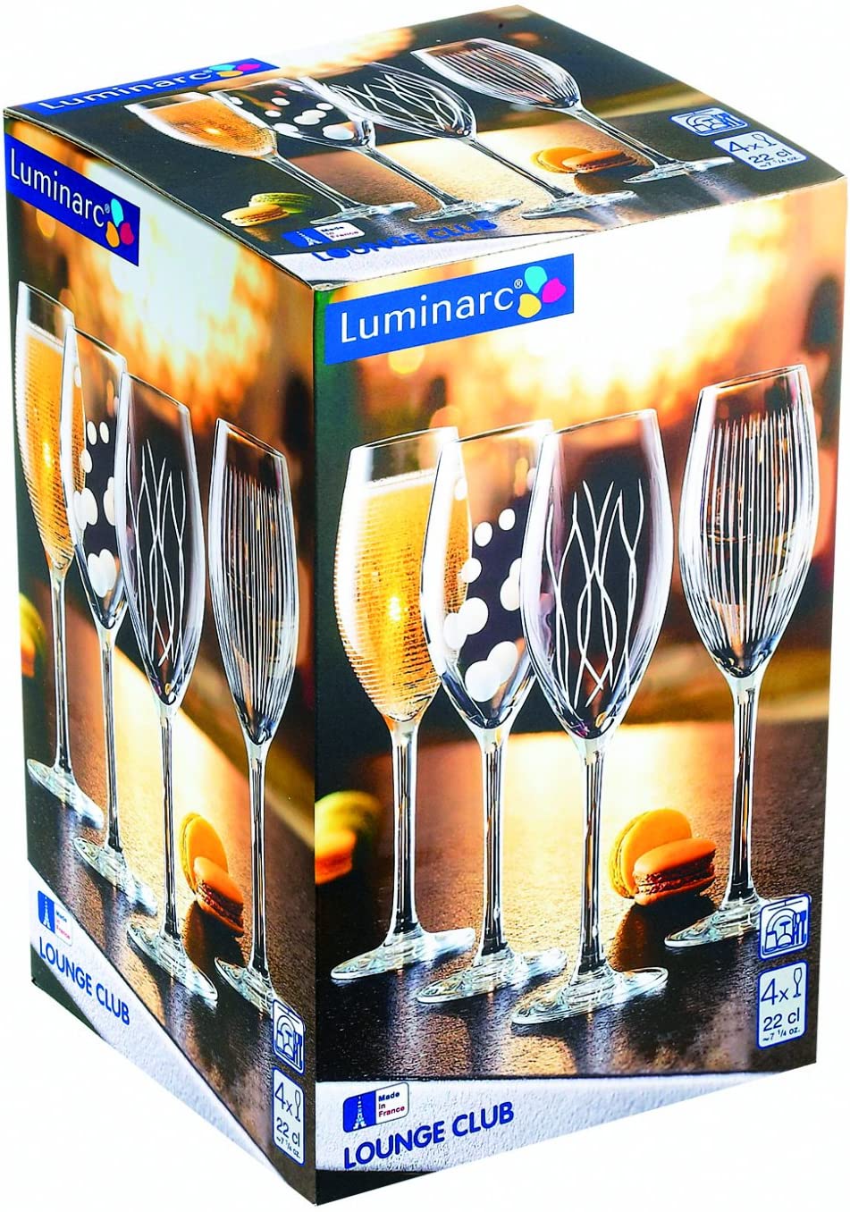 Luminarc Lounge Club 9205400 Champagne Glasses Box Set of 4 22 cl 15 x 15 x 23 cm