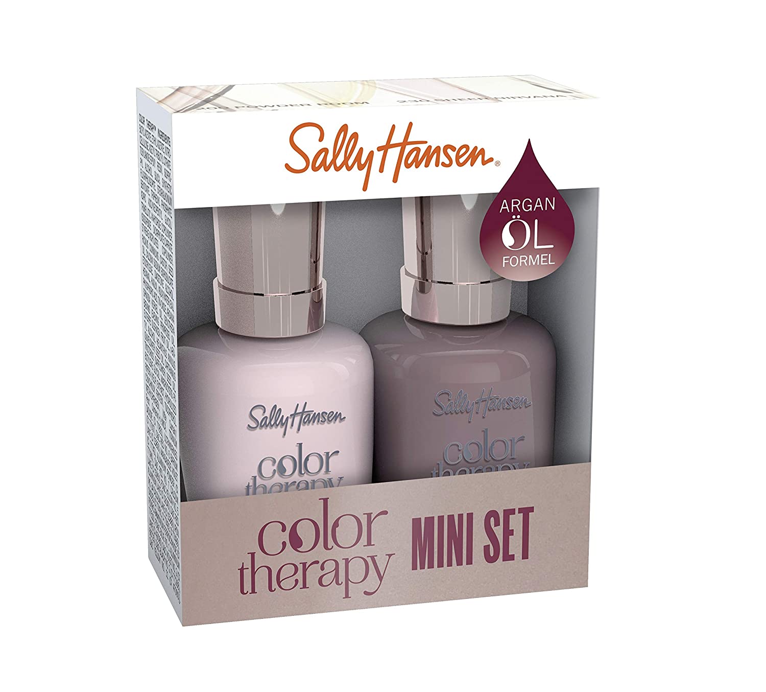 Sally Hansen Color Therapy Nail Polish Mini Duo Pack Colour 220 + Colour 517 Rosy Quartz + Dusty Plum 10 ml, ‎purple