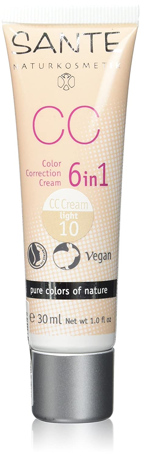 SANTE Naturkosmetik 6-in-1 CC Cream Light, Prevents Pigment Stains, Moisturising, Vegan, Organic Extracts, 30 ml, ‎light