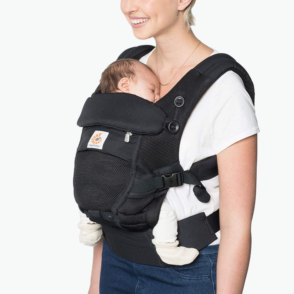 Ergobaby BCPEAPBLK Baby Carrier for Newborns from Birth, 3-in-1 Adapt Cool Air Mesh Baby Belly Carrier Back Carrier Onyx Black
