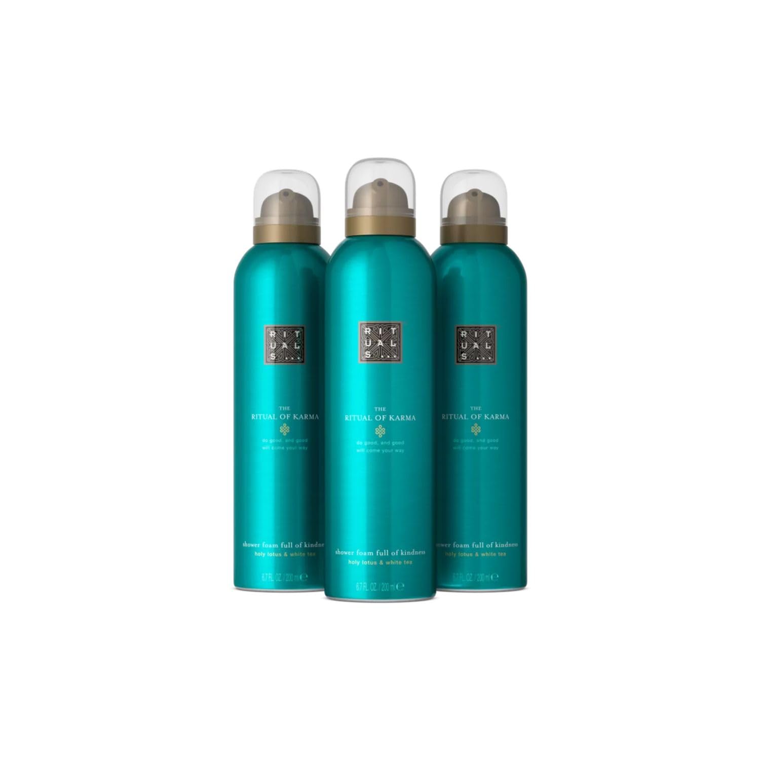 RITUALS The Ritual of Karma Value Pack of 3 Shower Foams - Lotus and White Tea Shower Gel - Soothing and Summer Fragrance - Value Pack 3 x 200ml