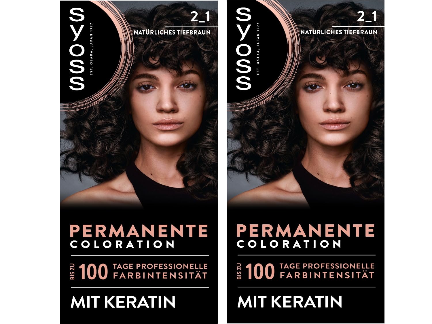 SYOSS Coloration 2_1 Natural Black Brown (2 x 115 ml), Permanent Coloration with Keratin Gives up to 100 Days of Professional Color Intensity, 100% Gray Coverage