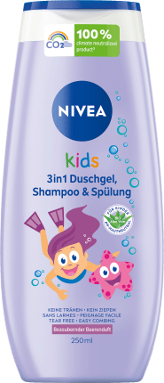 Nivea Kids Children's Shower Gel & Shampoo & Conditioner 3in1 Berry fragrance, 250 ml