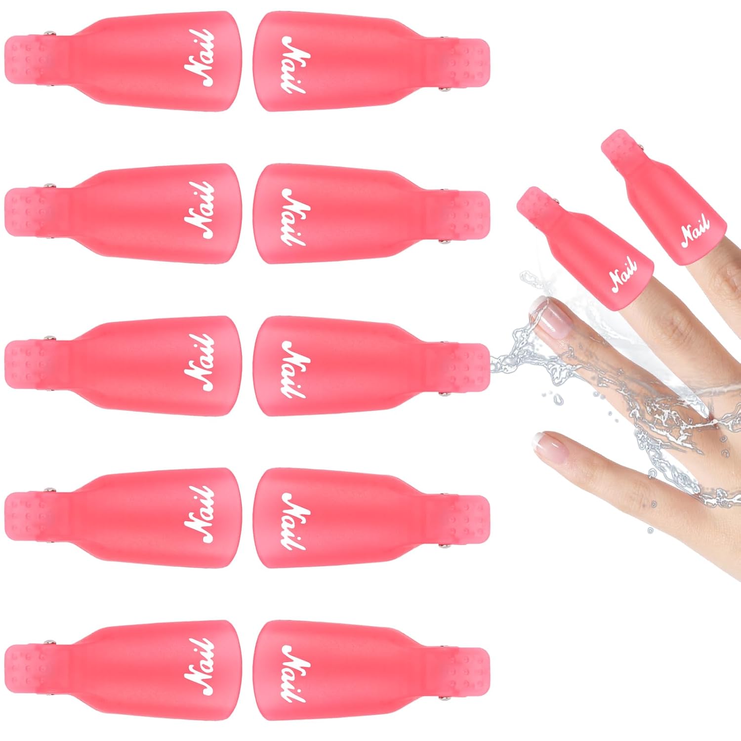 LOPHE Nail Polish Remover Clips, Pack of 10 Nail Polish Remover Clips Set, Gel Cap Soak Clip Soak Away Nail Clips, for Toenails & Fingers, UV Gel Polish Removal (Pink)