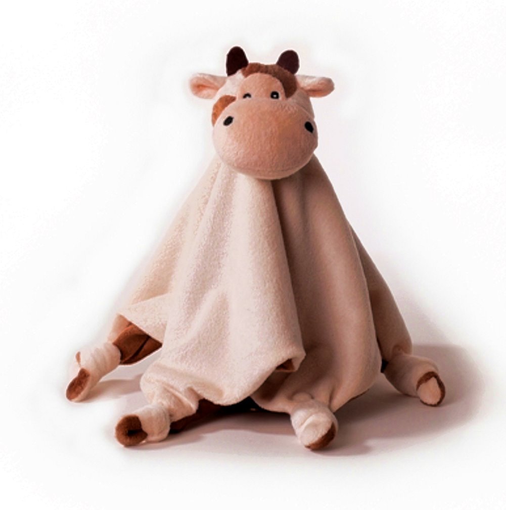 Inware Cow Millie – Cuddle Cloth Comforter Rattle, Bibs, Beige/Brown