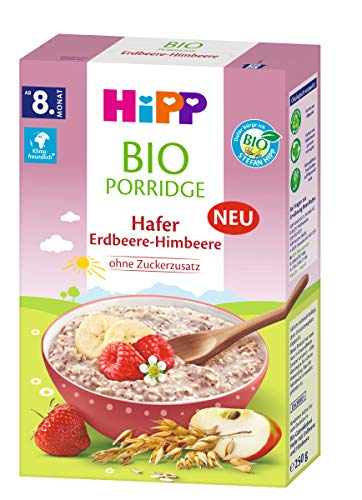 Hipp Porrdige Hafer Erdbeer-Himbeere, 3 x 250g