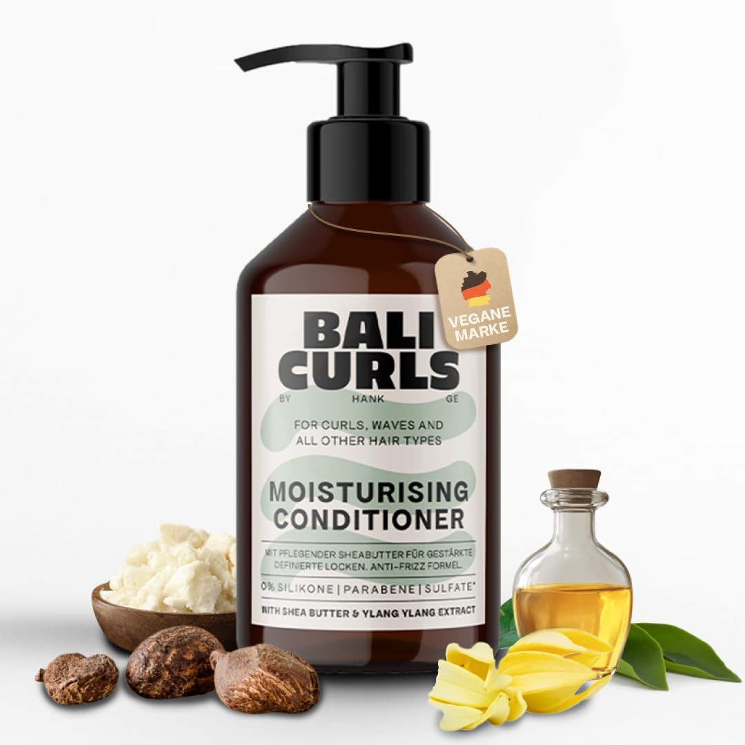 Bali Curls Moisturizing Conditioner - Moisturizing Conditioner with Shea Butter, Coconut Oil & Ylang-Ylang - Anti-Frizz Hair Care for Curls - Vegan & Curly Method - No Silicone - 250 ml