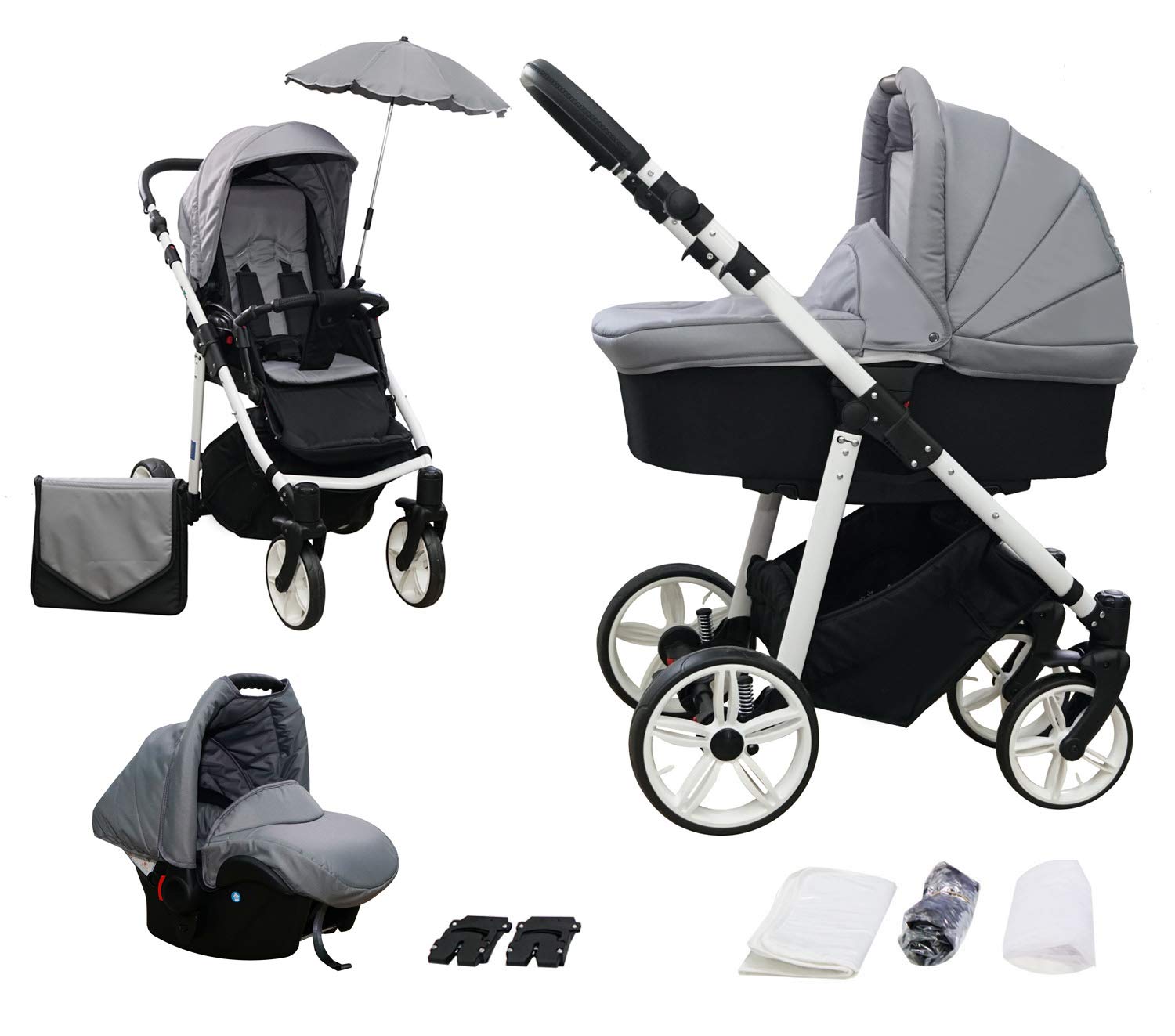 Skyline 3-In-1 Combination Pram With Aluminum Frame, Baby Cot, Sports Buggy