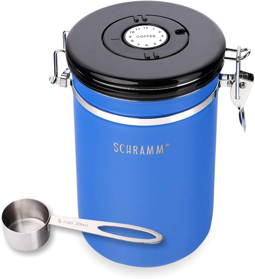 Schramm® coffee jar 1800 ml in 10 colors with dosing spoon height: 18 cm Coffee Canisters Stainless Steel