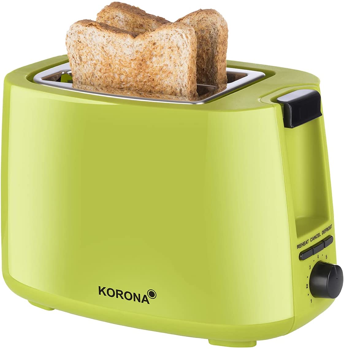 Korona 21133 Toaster 2 Slice Toaster 750 Watt with Bun Attachment and Defrosting and Warming Level Green