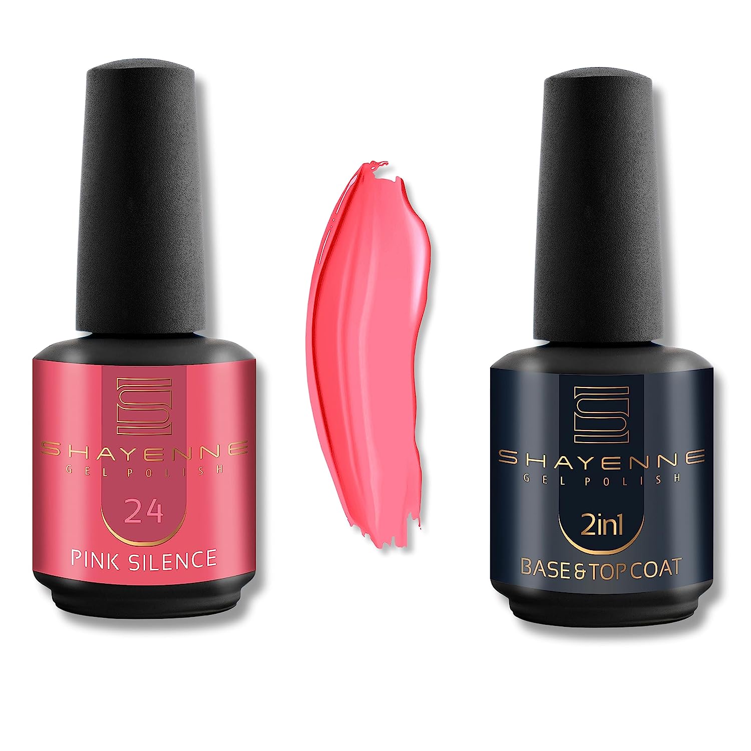 Shayenne uv gel nail polish 24 pink silence pink 15 ml set of 2 uv led lamp + 2-in-1 base coat and top coat 15 ml (30 ml) base coat with top coat nail polish gel shellac