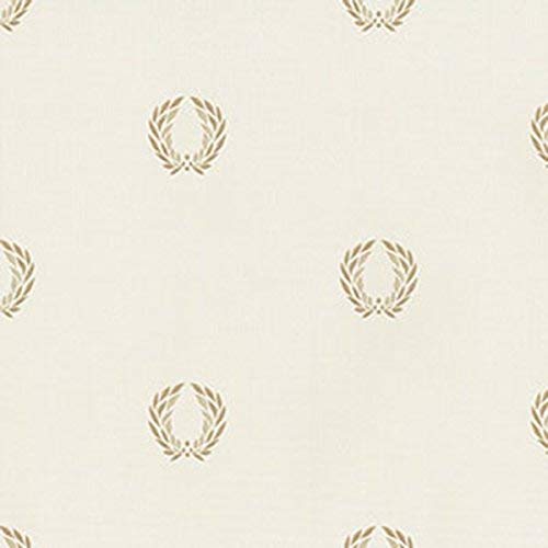 Md29411 Impressions Silk Crest Motif, Gold, White Gallery Wallpaper