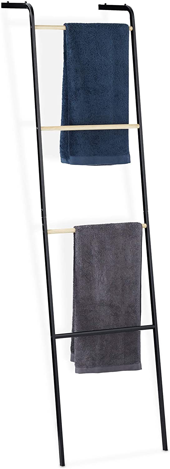 Relaxdays Towel Ladder Metal 4 Rungs For Towels And Clothes, Space Saving, 