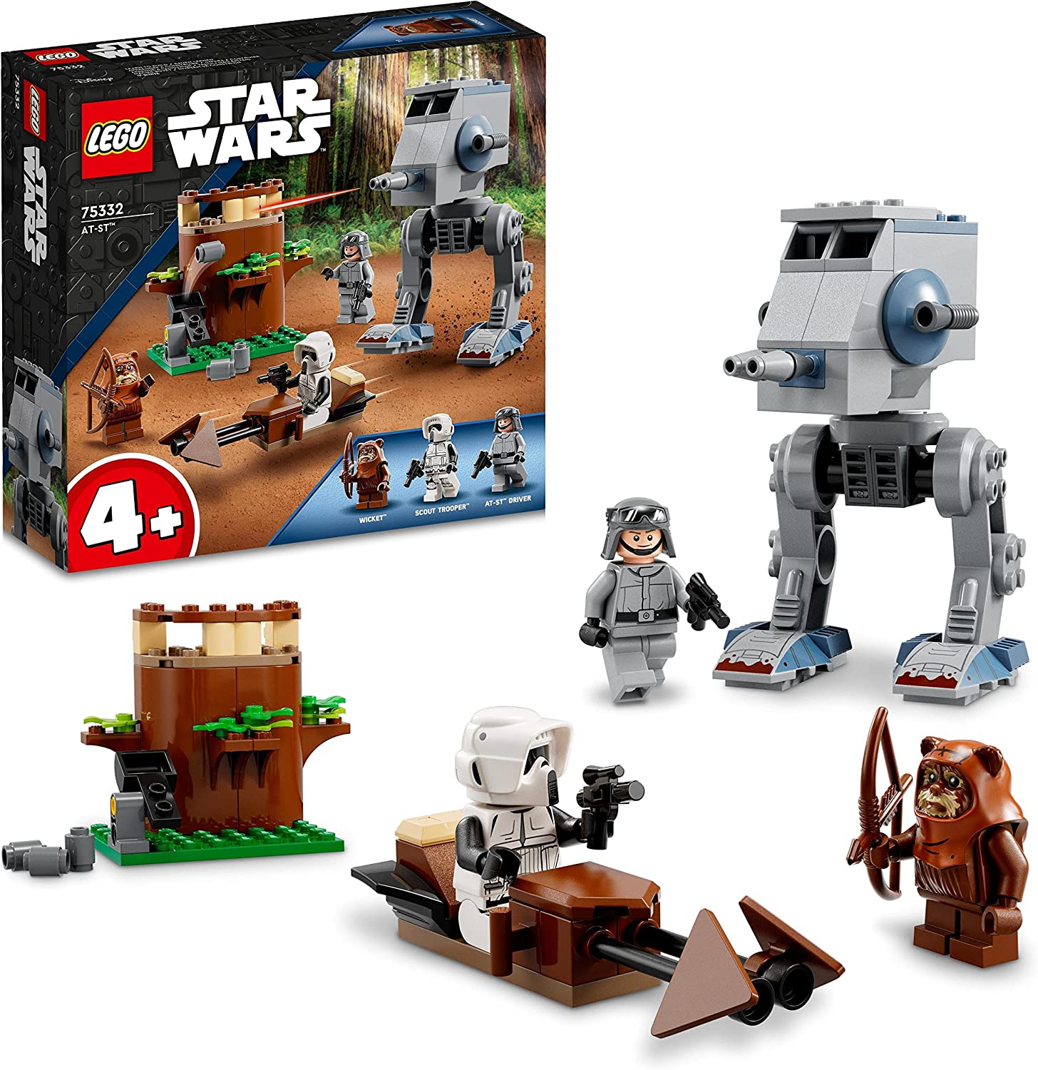 LEGO 75332 Star Wars at-ST Construction Toy for Preschool Children from 4 Years with Ewok Wicket and Scout Trooper Mini Figures and Starter Building Element Set 2022