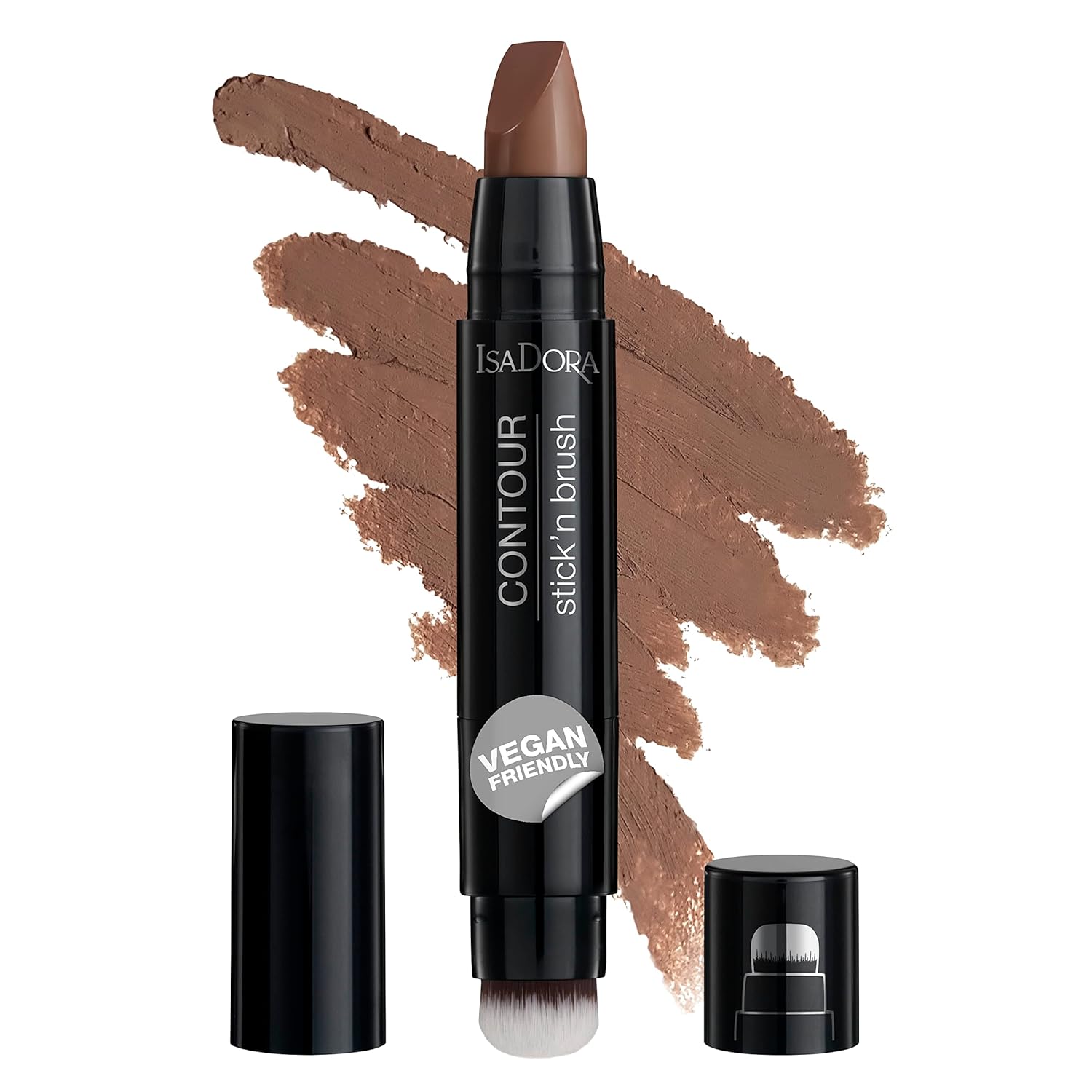 IsaDora Stick\'n Brush - Contouring Stick with Brush - Matte Natural Contour - Even on the Go - Contour Pen Make Up - 2-in-1 Cream Contour Stick and Contour Brush - Warm Mocha