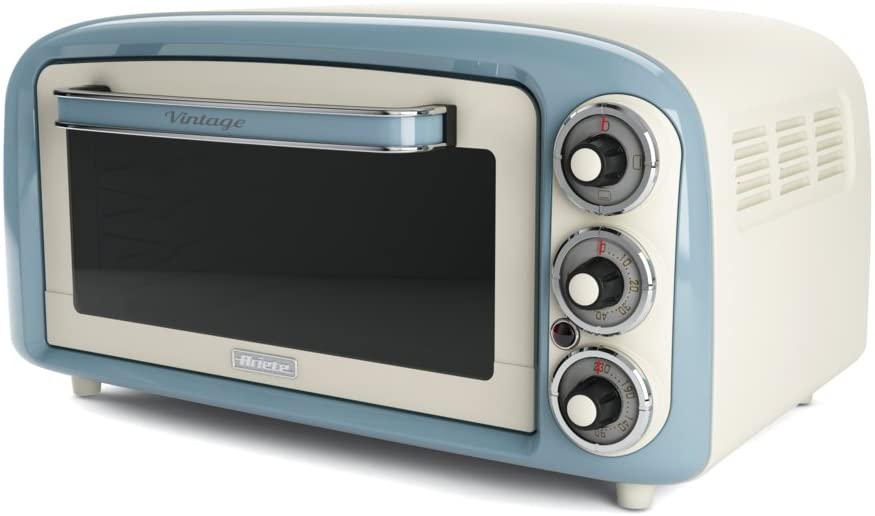 Ariete 0979BL Vintage Mini Oven Mino Oven, Stainless Steel, 18 Litres, Whit