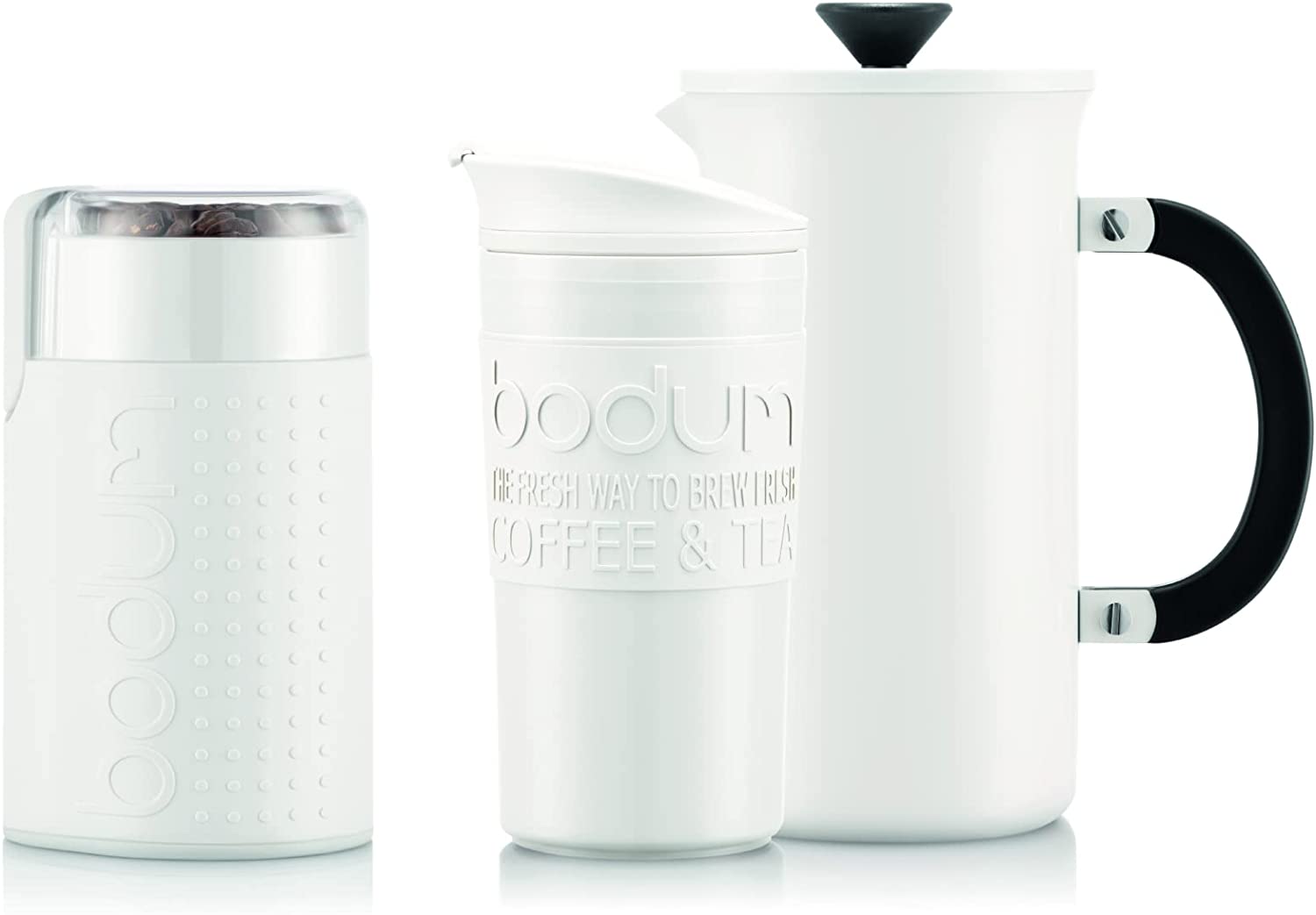 Bodum TRIBUTE SET K11352-913EURO Cafetiere Coffee Maker 8 Cups / 1.0 L Travel Mug and Coffee Grinder