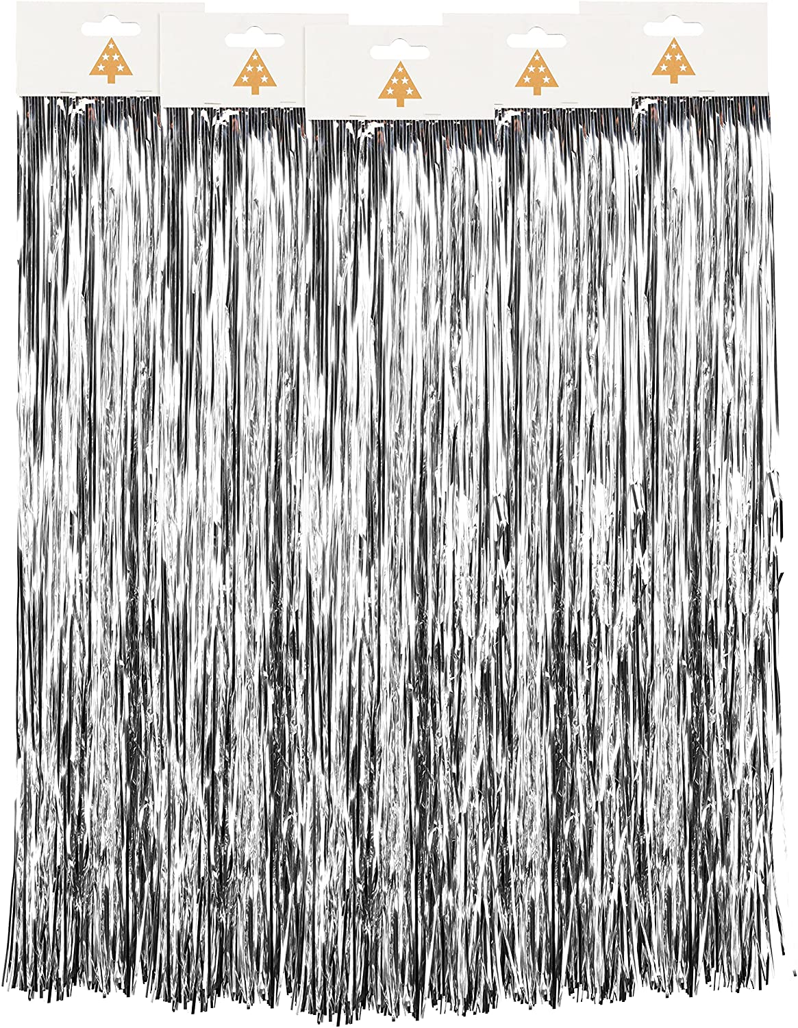 PartyMarty Pack of 5 Silver Tinsel Silver Gloss Smooth 50 cm - Tree Decorat