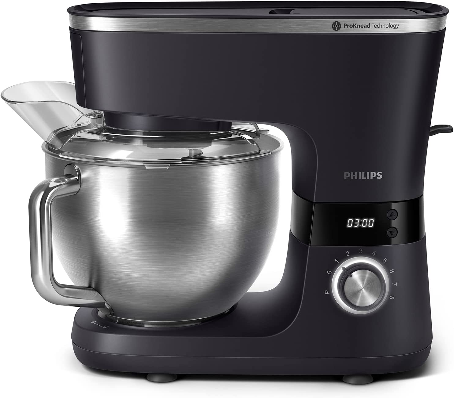 Philips Domestic Appliances Philips 7000 Series Food Processor - 5.5 Litres, 1000 Watt, 8 Speed Levels, ProKnead Technology, Recipes, LED Smart Timer, Dough Hook, Whisk and Whisk (HR7962/01)