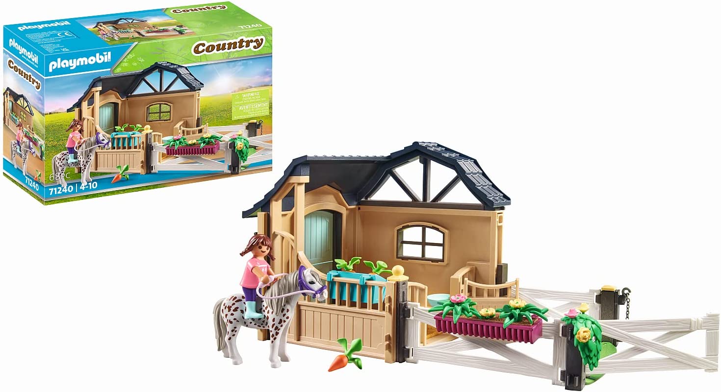 Playmobil Country 71240 Riding Stable Extension Pony for Riding Farm Expansion Set Toy for Children Aggen 4+