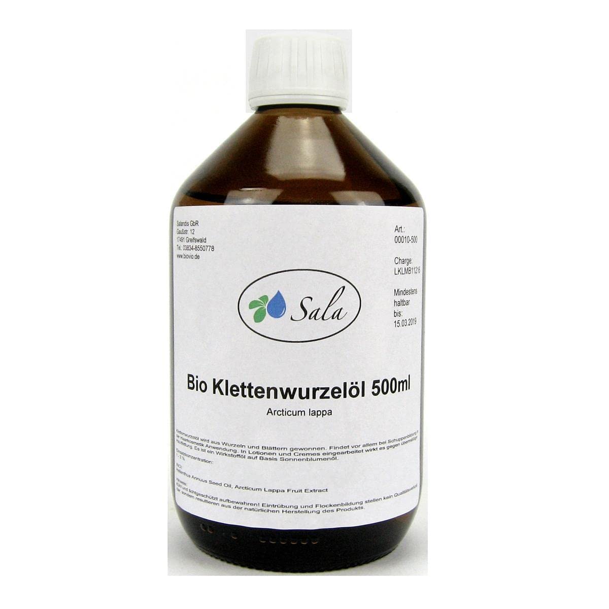 Sala Burdock Root Oil Active Ingredient Oil Organic (500 ml Glass Bottle)
