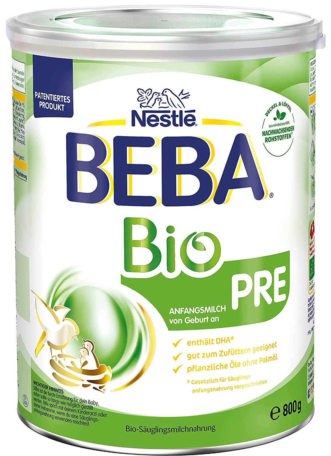 BEBA Bio Pre Anfangsmilch, Anfangsnahrung von Geburt an, 800g