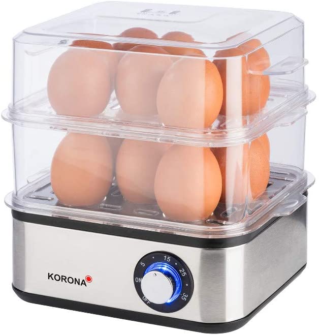 Korona 25303 Stainless Steel Mini Steamer and Egg Cooker | Small Steamer for Vegetables | Professional Cooker for up to 16 Eggs