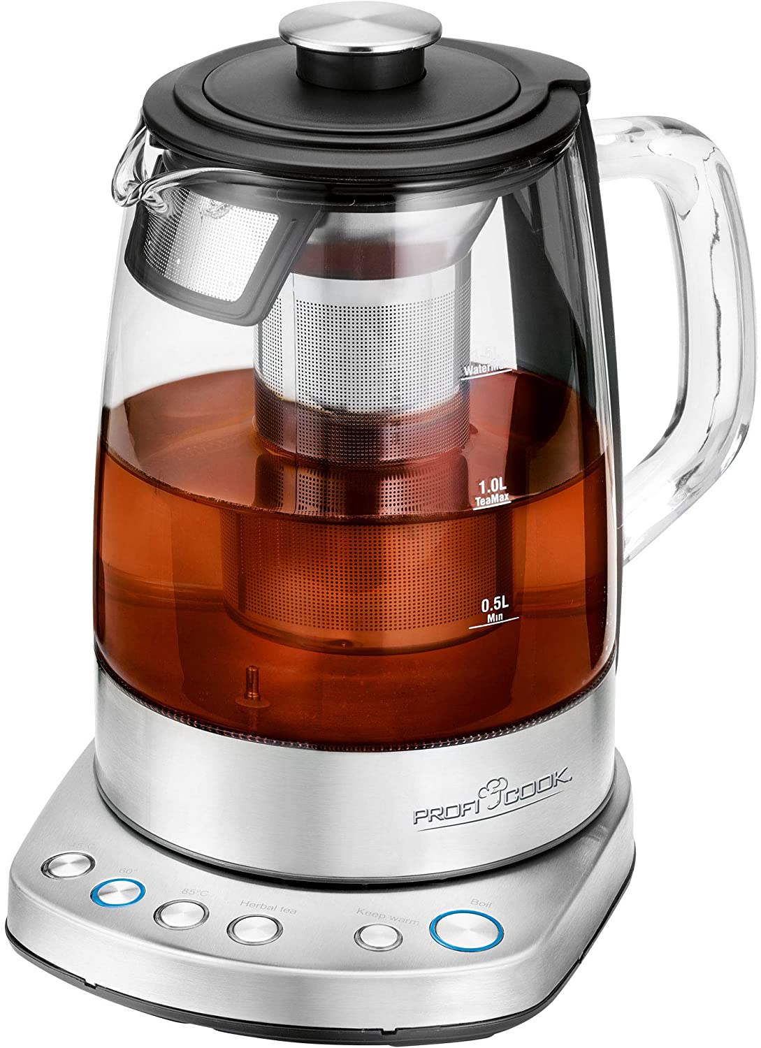 Profi Cook ProfiCook PC-WKS 1167 G, 2in1 tea and water kettle, free app, programmable temperature control, glass / stainless steel housing, 1.5 litres.