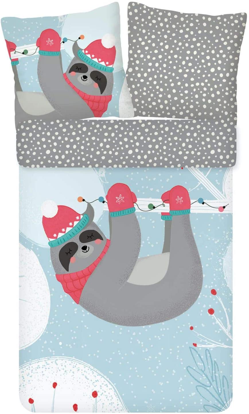 Espico Trendy Bedding Sloth Hat Gloves Dots Snow Flakes Flannel Size: 135 C