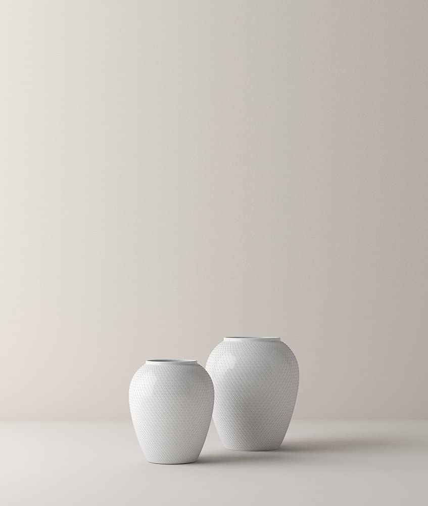 Lyngby Rhombe Vase, Porcelain, Bianco 14 x 14 x 16.5 cm