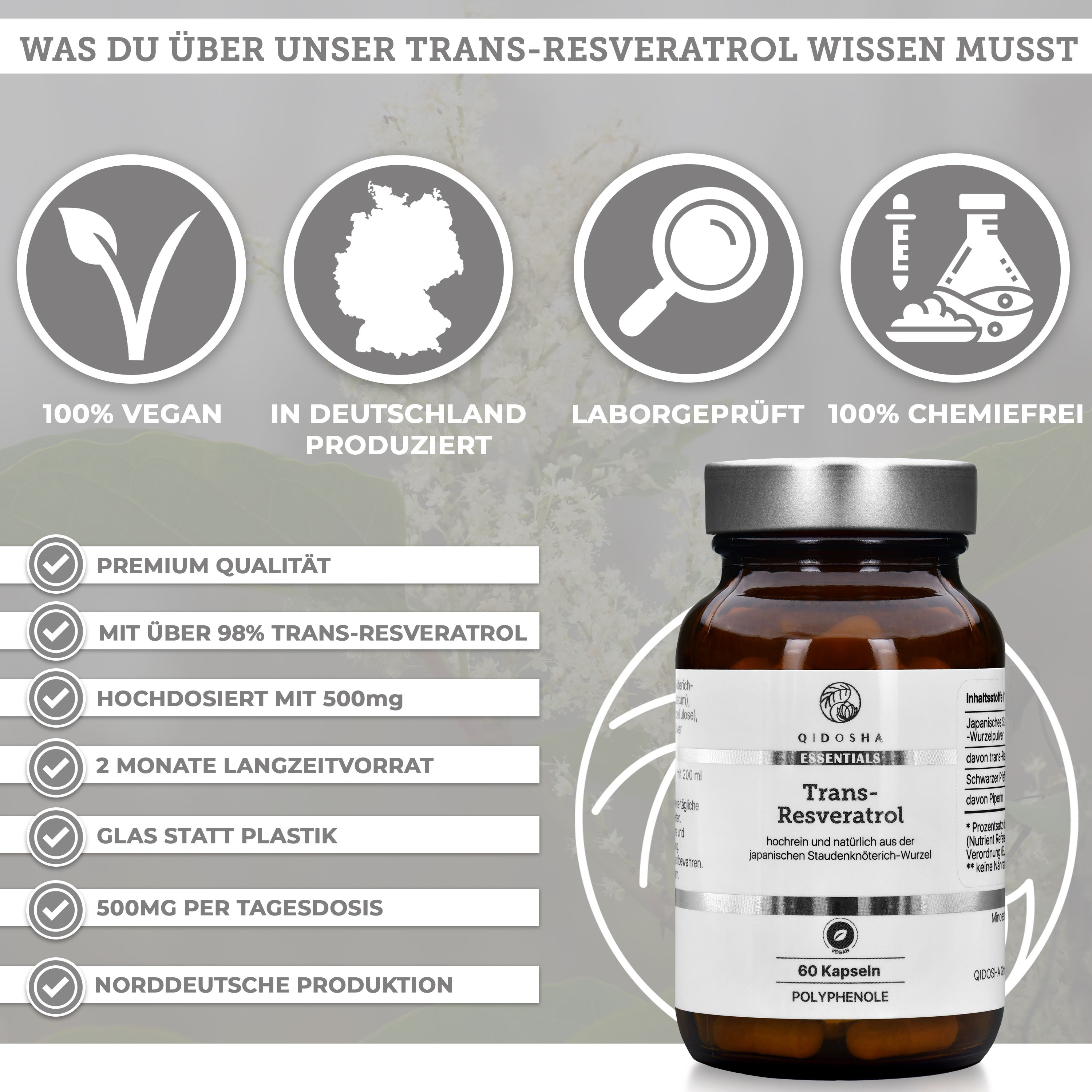 QIDOSHA Trans-Resveratrol with Piperine