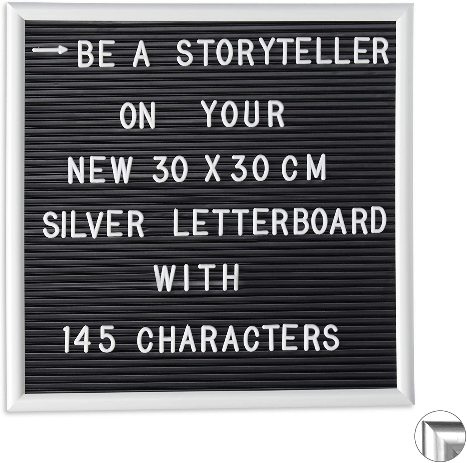 Relaxdays 1 x Letterboard, 145 Buchstaben, Zahlen, Sonderzeichen, 30x30 cm, Buchstabentafel zum Stecken, Kunststoff, weiß