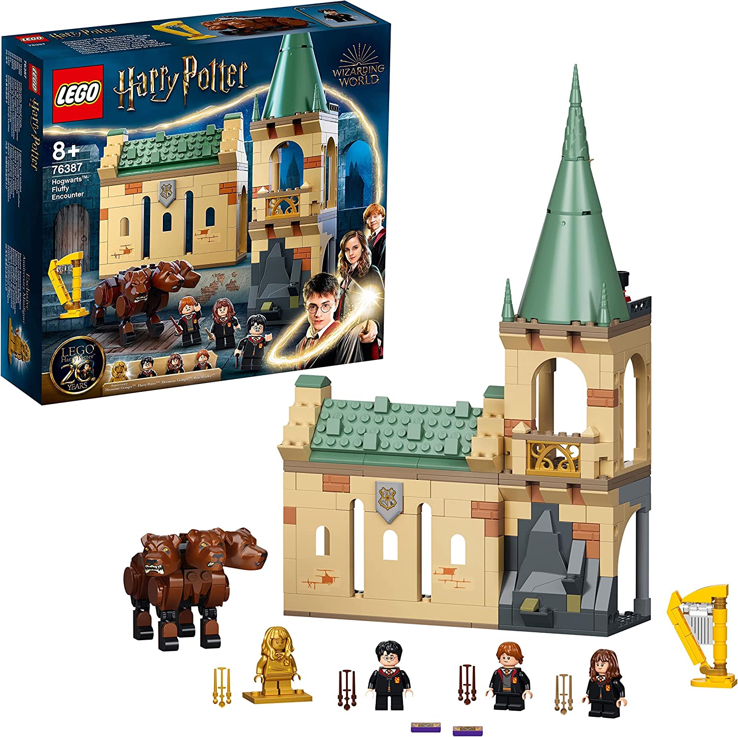 LEGO 76387 Harry Potter Hogwarts: Encounter with Fluffy Set, Toy for Ages 8+ Years with Hermione as a Golden Mini Figure, Fan Item