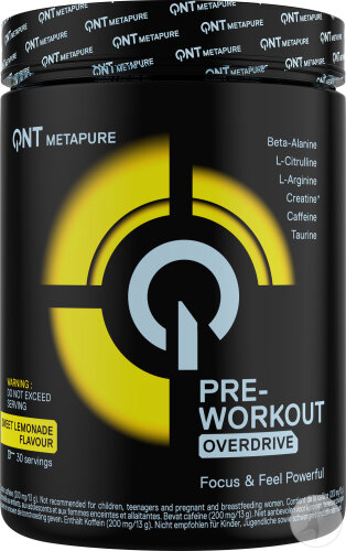 QNT Metapure Pre-Workout Overdrive Sweet Lemonade Can 390g