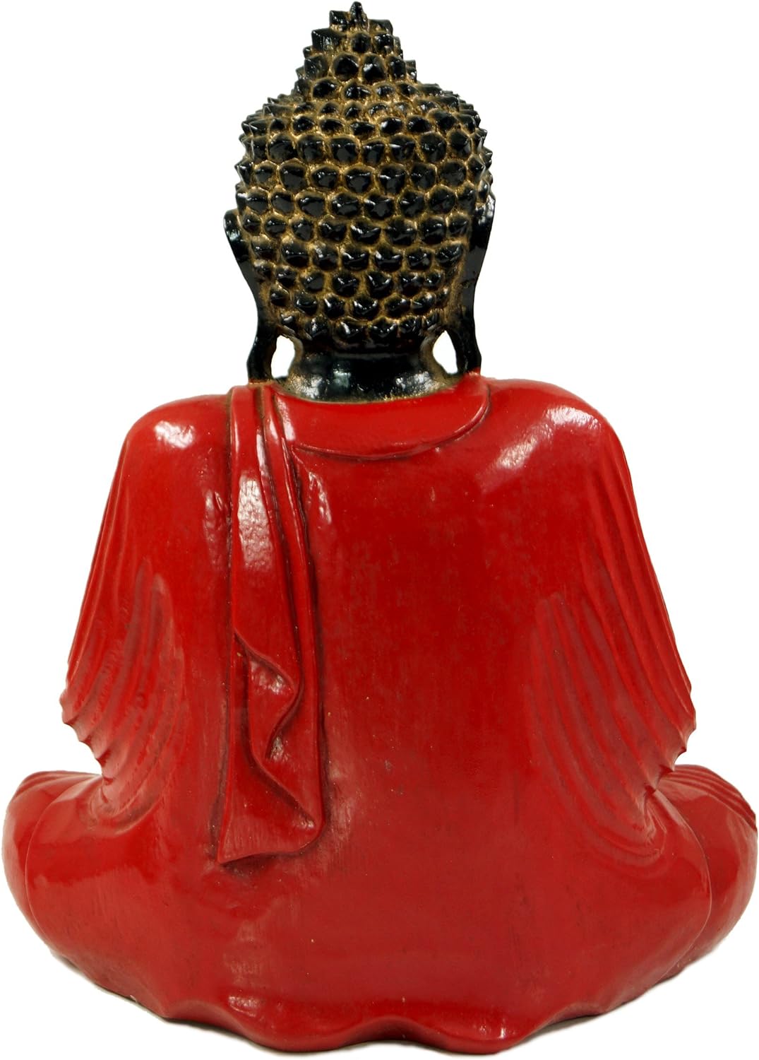 GURU SHOP Carved Sitting Buddha in Anjali Mudra - Red, 30 x 25 x 13 cm, Buddha