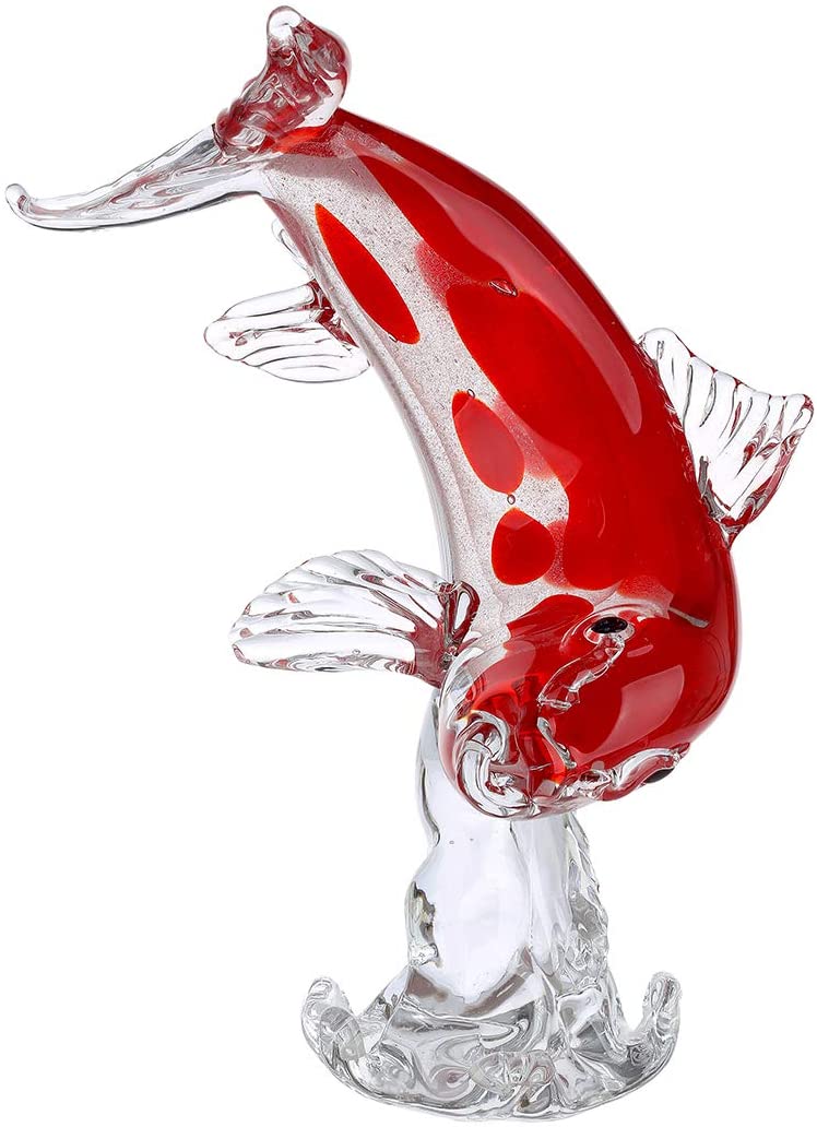 GILDE GLAS art Koi Sculpture Handmade Glass Height 30 cm