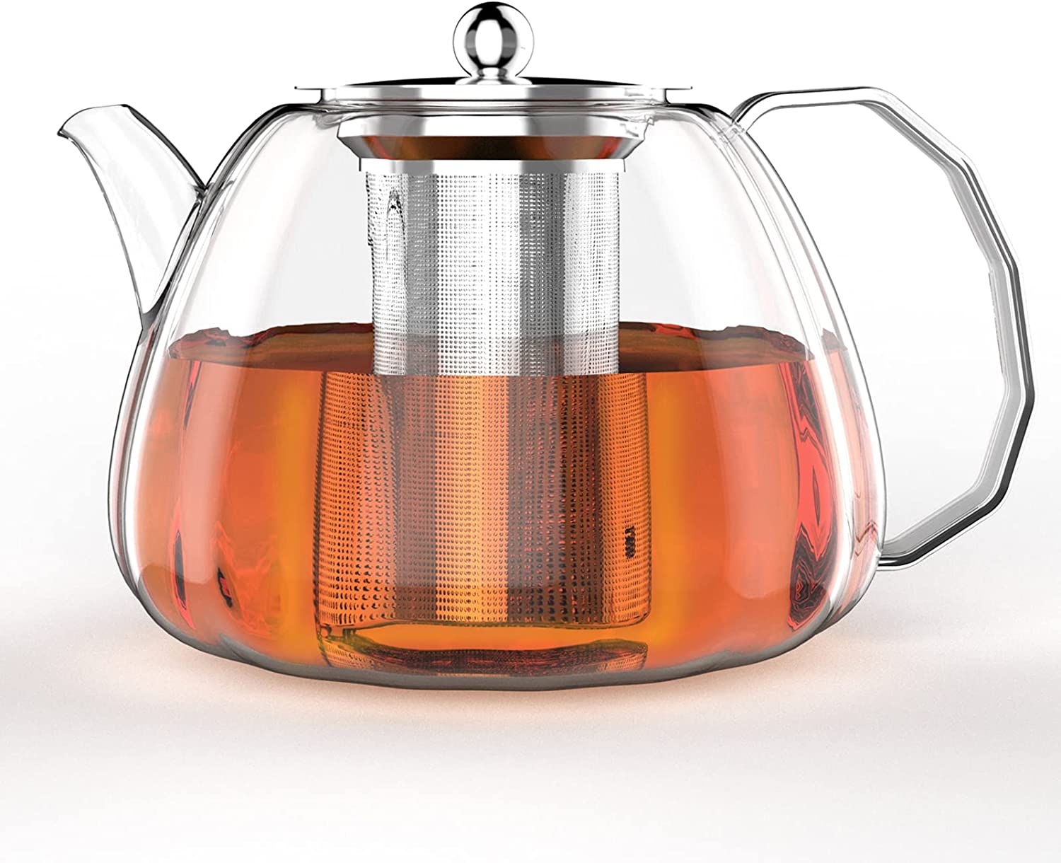 Luvan 1300 ml Glass Teapot with Removable Tea Infuser, Stovetop Safe Glass Teapots, Glass Teapots with Stainless Steel Strainer for Flower Tea and Loose Tea, Flower Tea, Tea Bags, Gifts for Tea Lovers