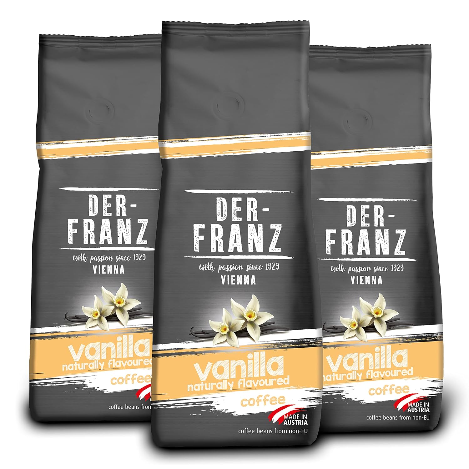Der-Franz Coffee, Flavored with Vanilla, Arabica and Robusta Coffee Beans, 3 x 500 g
