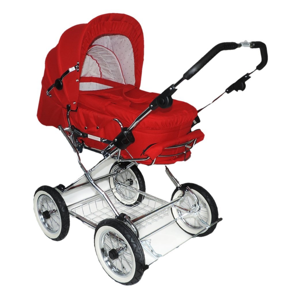 Eichhorn LuxVariant 417LUX-K042-AIR-FTC Combination Pushchair with Automatic Frame and Fixed Carry Bag with Pneumatic Wheel Red