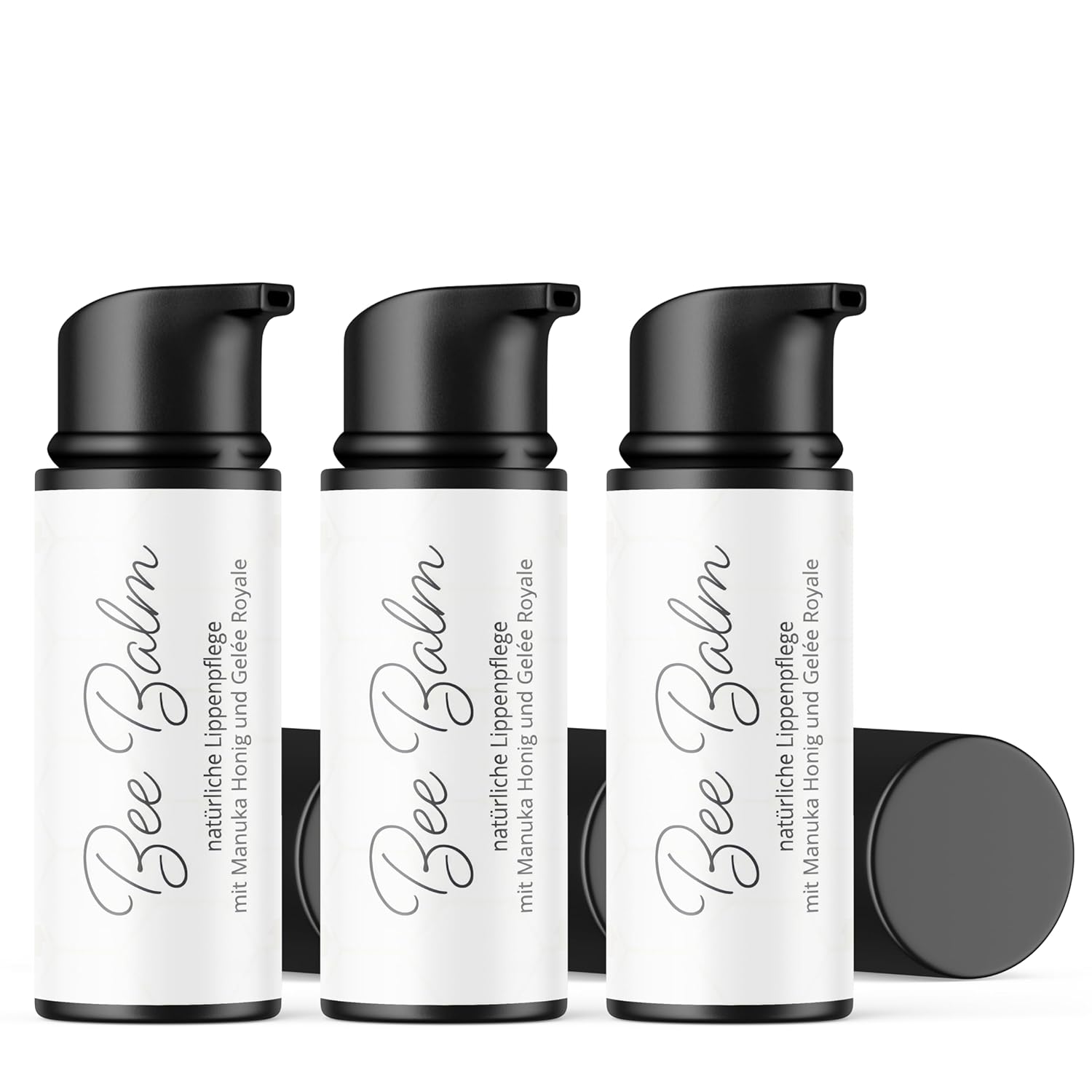 bedrop BeeBalm Lip Balm in Pump Dispenser with Manuka Honey, Royal Jelly, Retinol - Moisturising, Anti-Ageing for Lips and Nose, 100% Natural, 6 ml (3 x 6 ml in Economy Set)
