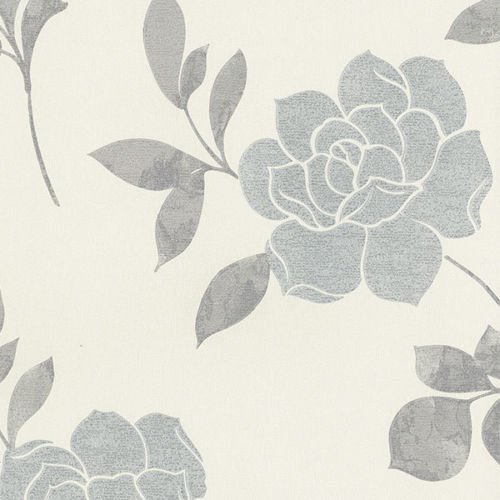 md29424 – Seide Impressions Floral Rosen creme, grau, silber Galerie Tapete